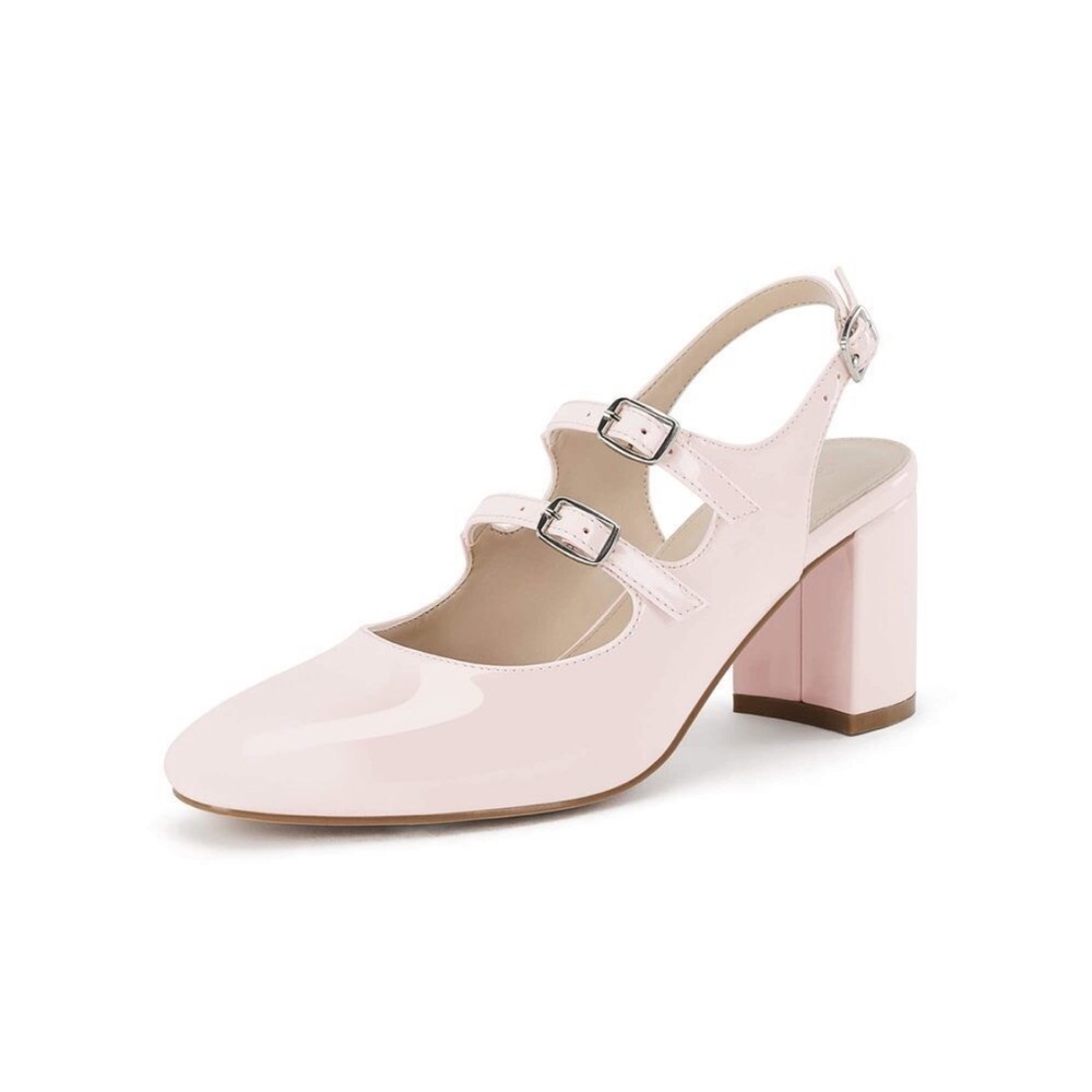 Coutgo Womens Slingback Mary Janes Chunky
Block Heels Pumps
